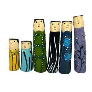 Spring Family Bud Vases 2023 Resin Bohemian Family Vase Cute Shelf Decor 6pc